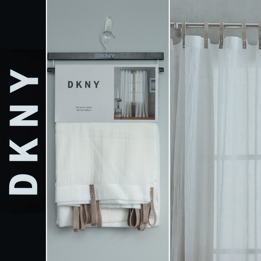 NEW DKNY 2 Panels Window Curtain Drapes ~City Breeze Sheer~Cream White~ 50x84